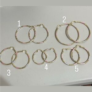 Gold & Pink Tri-Tone Hoop Earrings - Women Jewelry